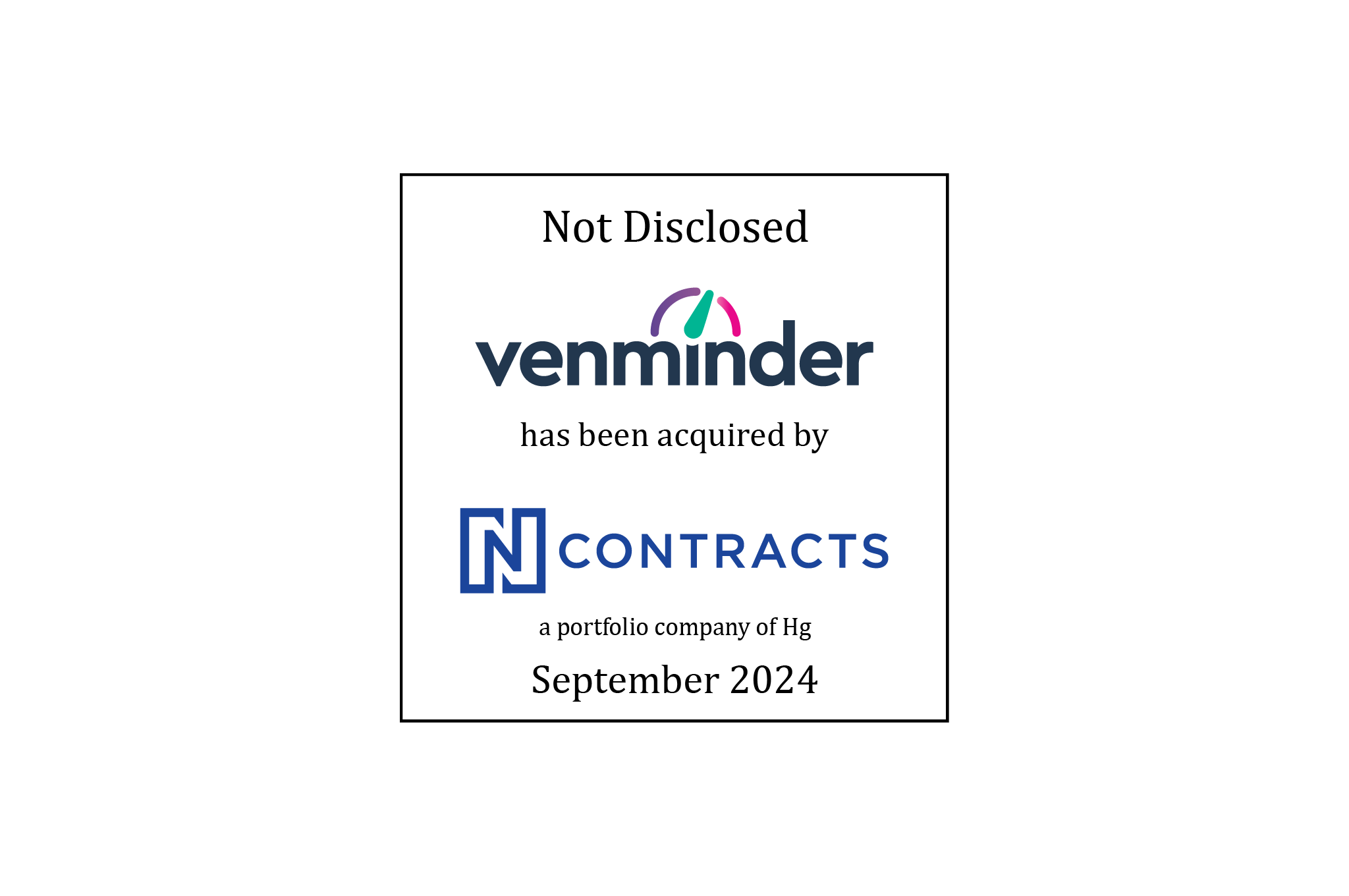 Tombstone: Not Disclosed | Venminder (logo) has been acquired by Ncontracts (logo), a portfolio company of Hg | September 2024